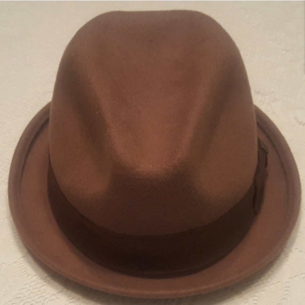 BRIXTON 7 1/4 MEDIUM FEDORA HAT BROWN FELT